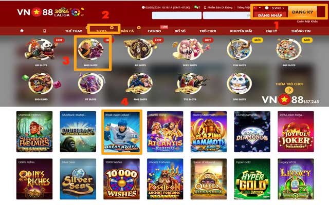 Hướng dẫn tham gia Break away Deluxe tại VN88