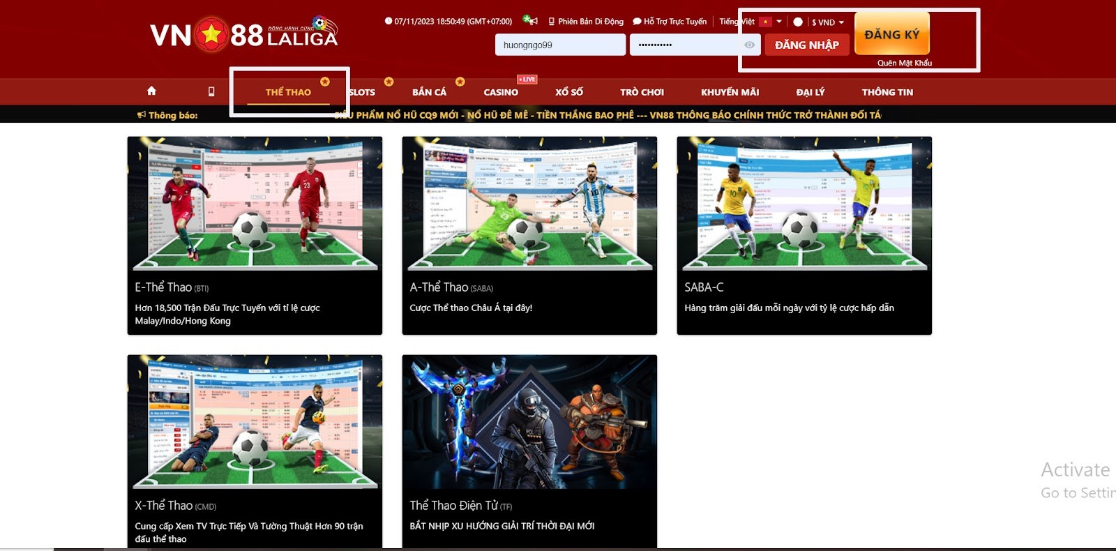 Chọn sảnh chơi cá cược thể thao online yêu thích 
