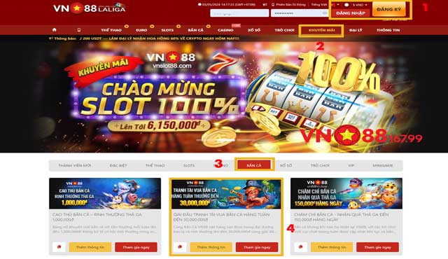 Các bước nhận khuyến mãi tại VN88