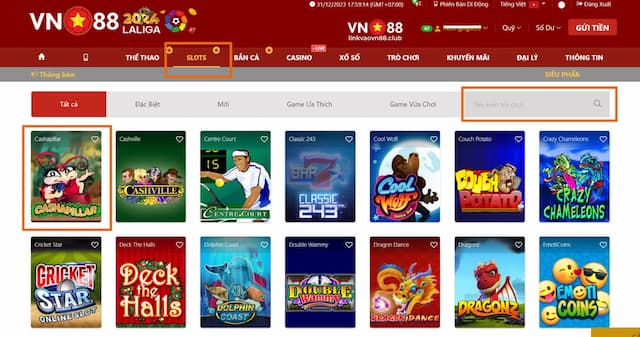 Các bước tham gia Cashapillar Slot tại VN88