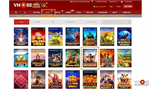 Các bước tham gia  Cowboys Gold Slot tại VN88
