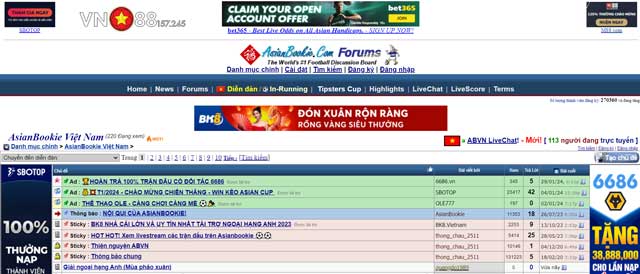 Cùng Vn88 157 245 tìm hiểu về diễn đàn Asianbookie.