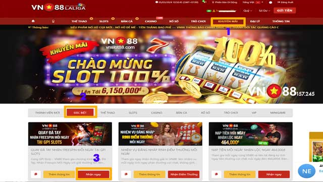 Hướng dẫn các bước nhận thưởng Quay Đã Tay Nhận Freespin Mỗi Ngày VN88
