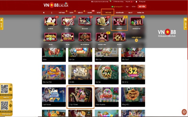 Các bước tham gia 7 Up 7 Down tại VN8