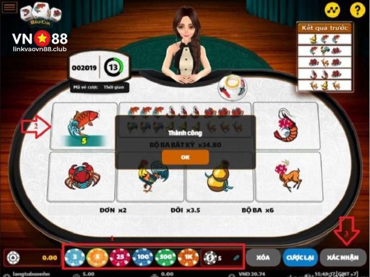 Hướng dẫn đặt cược bầu cua GPI tại VN88