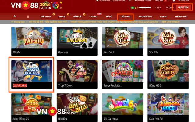 Các bước tham gia Cash Rocket VN88