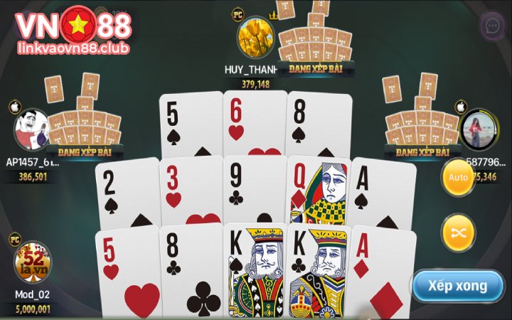Cách xếp bài trong Mậu binh online