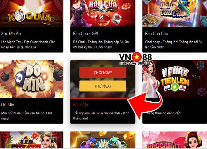 Nhấn chọn bài 32 cards