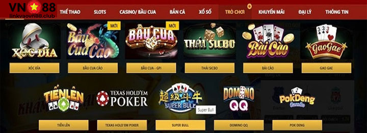Nhấn vào trò chơi trên trang chủ Vn88